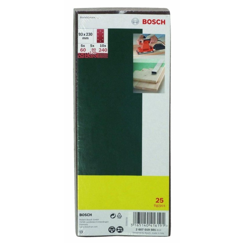 2607019501 BOSCH Set 25 foi abrazive granulatie 60, 80, 120, 240