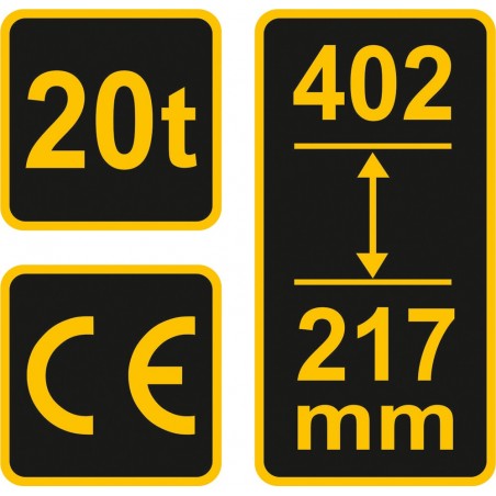80082 VOREL Cric hidraulic cilindric 20T, inaltime 217- 402 mm