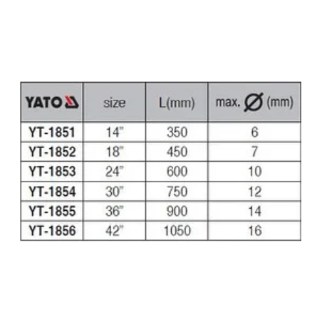 YT-1856 YATO Cleste pentru buloane taiere maxim 16 mm lungime 1050 mm