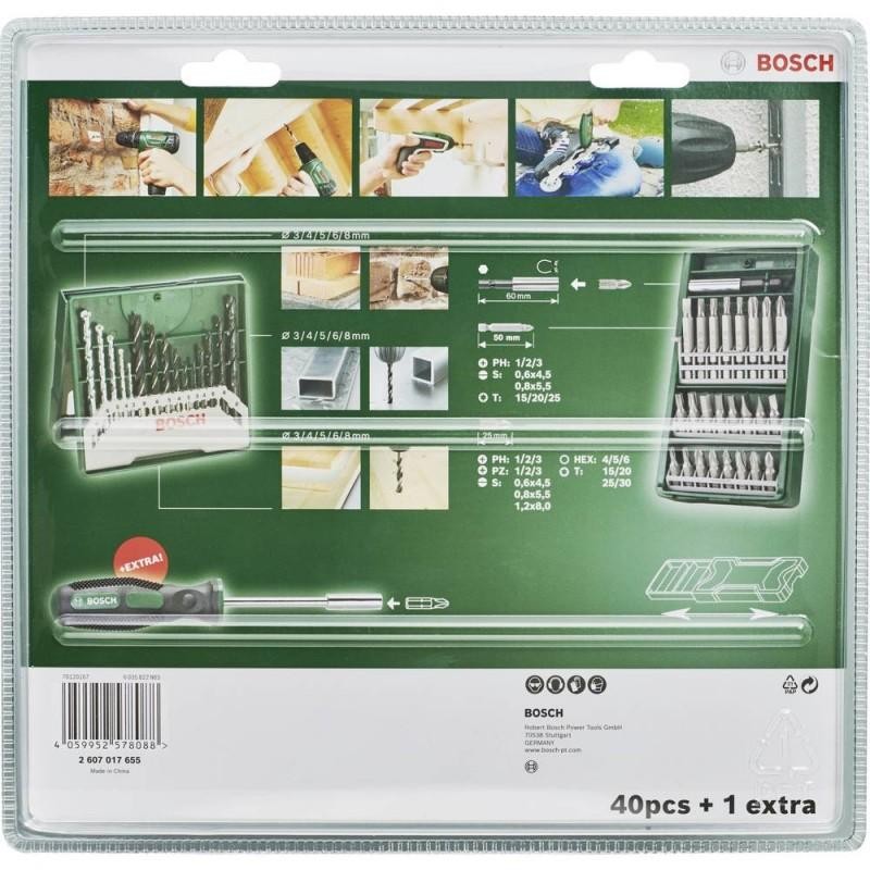 2607017655 BOSCH Set gaurire si insurubare cu 41 elemente