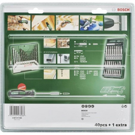 2607017655 BOSCH Set gaurire si insurubare cu 41 elemente