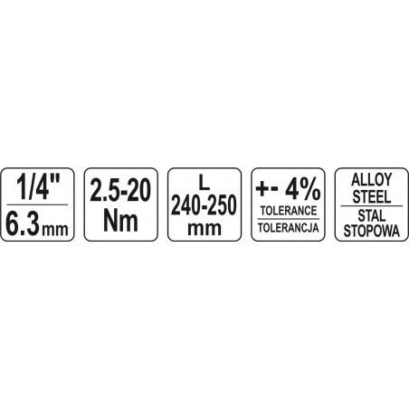 YT-07511 YATO Cheie dinamometrica prindere 1/4", cuplu 2.5 - 20 Nm YT-07511 YATO Cheie dinamometrica prindere 1/4", cuplu 2.5 - 20 Nm