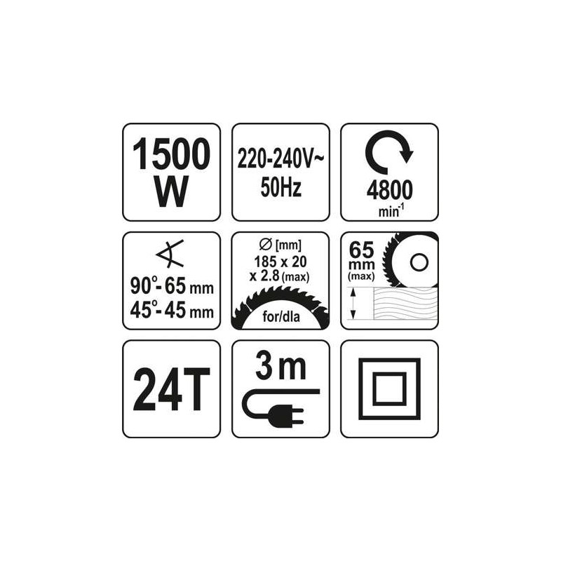 YT-82152 YATO Fierastrau circular putere 1500W, disc 185mm