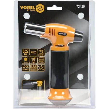 73420 VOREL Arzator pe gaz cu aprindere piezo 0.22 kW, 1300°C