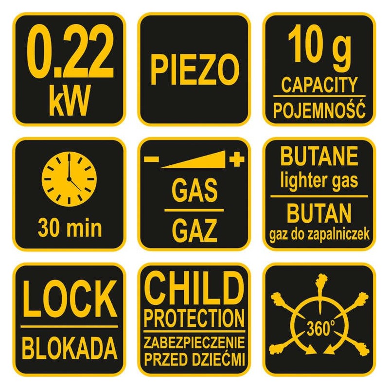 73420 VOREL Arzator pe gaz cu aprindere piezo 0.22 kW, 1300°C