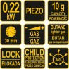 73420 VOREL Arzator pe gaz cu aprindere piezo 0.22 kW, 1300°C