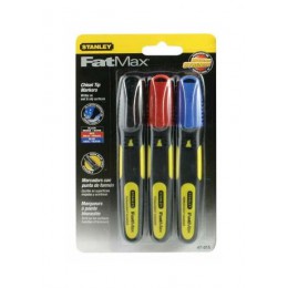 STANLEY Marker permanent tip dalta, negru, rosu, albastru, varf lat, ambalat 0-47-315