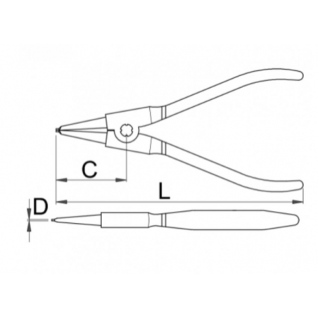 621189 UNIOR Cleste inel siguranta exterior, varfuri drepte, 19-60mm. 621189 UNIOR Cleste inel siguranta exterior, varfuri drepte, 19-60mm.