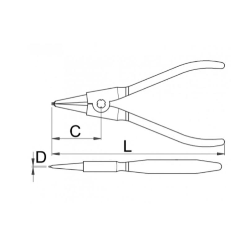 621188 UNIOR Cleste inel siguranta exterior, varfuri drepte, 10-25mm.