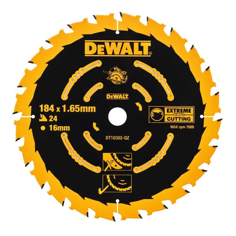 DT10302 DeWALT Disc pentru lemn de 184x1.65x16mm cu 24 de dinti