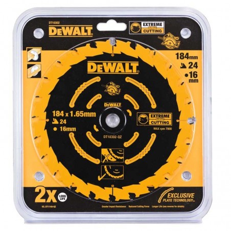 DT10302 DeWALT Disc pentru lemn de 184x1.65x16mm cu 24 de dinti