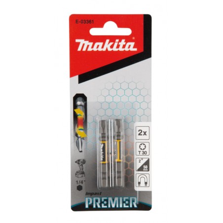 E-03361 MAKITA Set 2 biti Impact Premier T30 50mm, prindere hex 1/4"