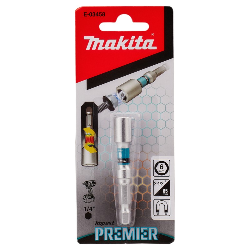 E-03458 MAKITA Cheie tubulara 6x65mm, prindere hexagon 1/4"