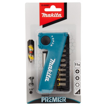 E-03567 Makita Set 10 biti 25mm Impact Premier si suport magnetic