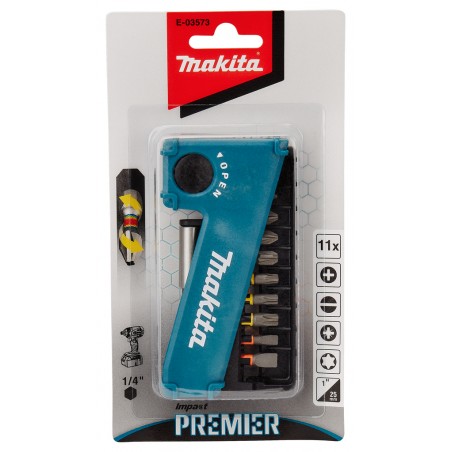 E-03573 Makita Set 10 biti 25mm Impact Premier si suport magnetic