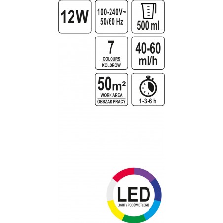 66902 LUND Difuzor aromaterapie cu telecomanda 500 ml, 12 W
