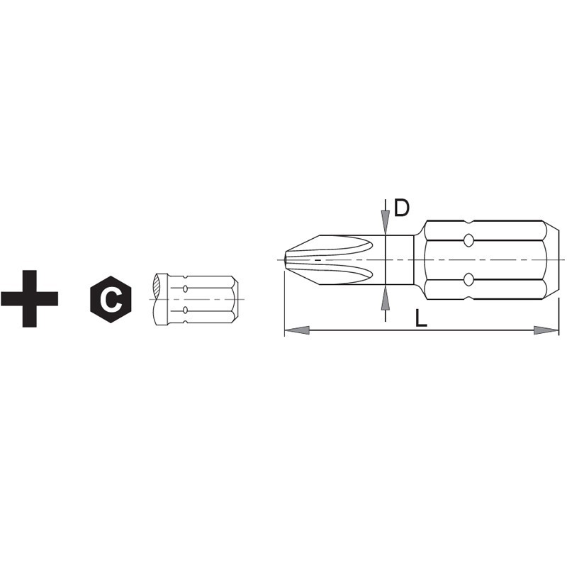 71923323 KRONUS Set 2 biti cruce PH3 de impact hexagon 1/4