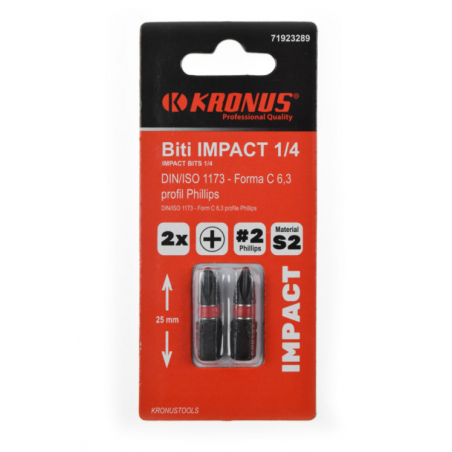 71923323 KRONUS Set 2 biti cruce PH3 de impact hexagon 1/4