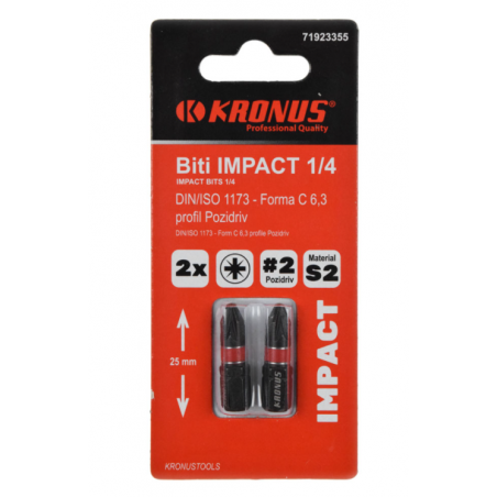 71923355 KRONUS Set 2 biti stea PZ2 de impact prindere hexagonala 1/4"