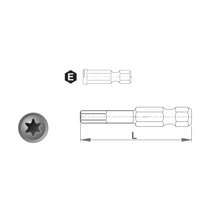 900547 KRONUS Set 3 biti TORX T40 prindere hexagonala 1/4 lungime 50mm