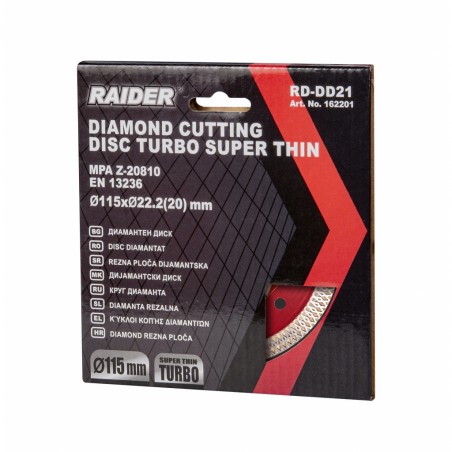 162201 RAIDER Disc diamantat TURBO super-slim 115x22.2mm RD-DD21