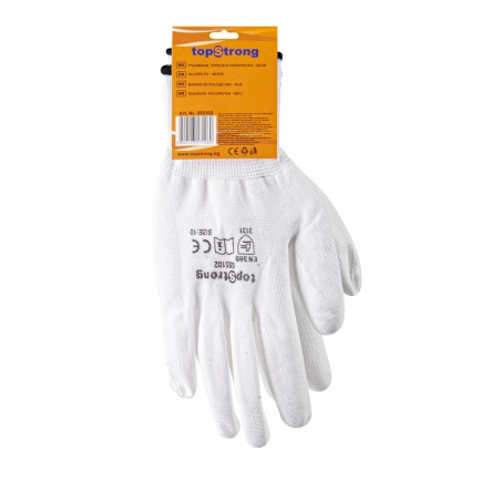 555102 TOPSTRONG Manusi poliuretan de culaore alba, marimea 10