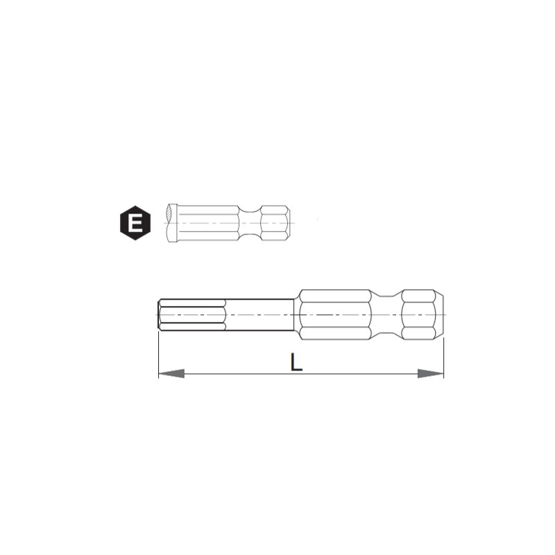 70108810 KRONUS Set 10 biti hexagonali lungi 4mm prindere hexagon 1/4"