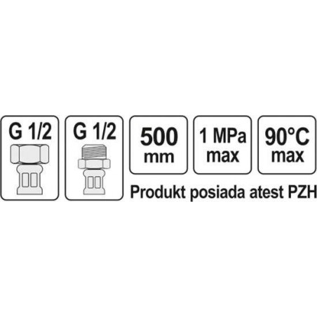 71822 FALA Racord flexibil F/M 1/2" 1/2", lungime 500 mm