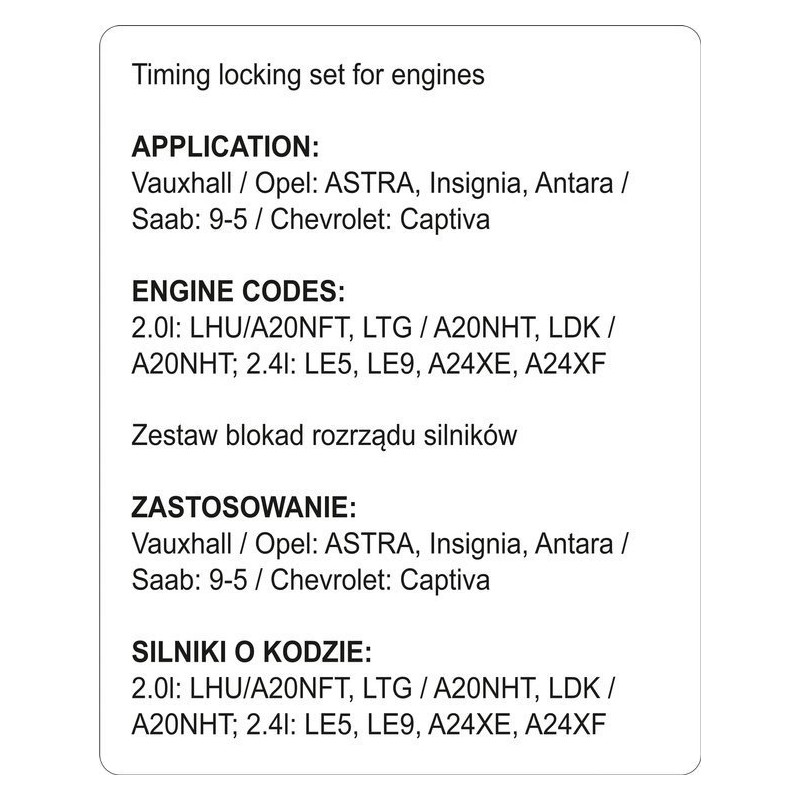 YT-06027 YATO Set 14 piese de blocare distributie, motoare benzina