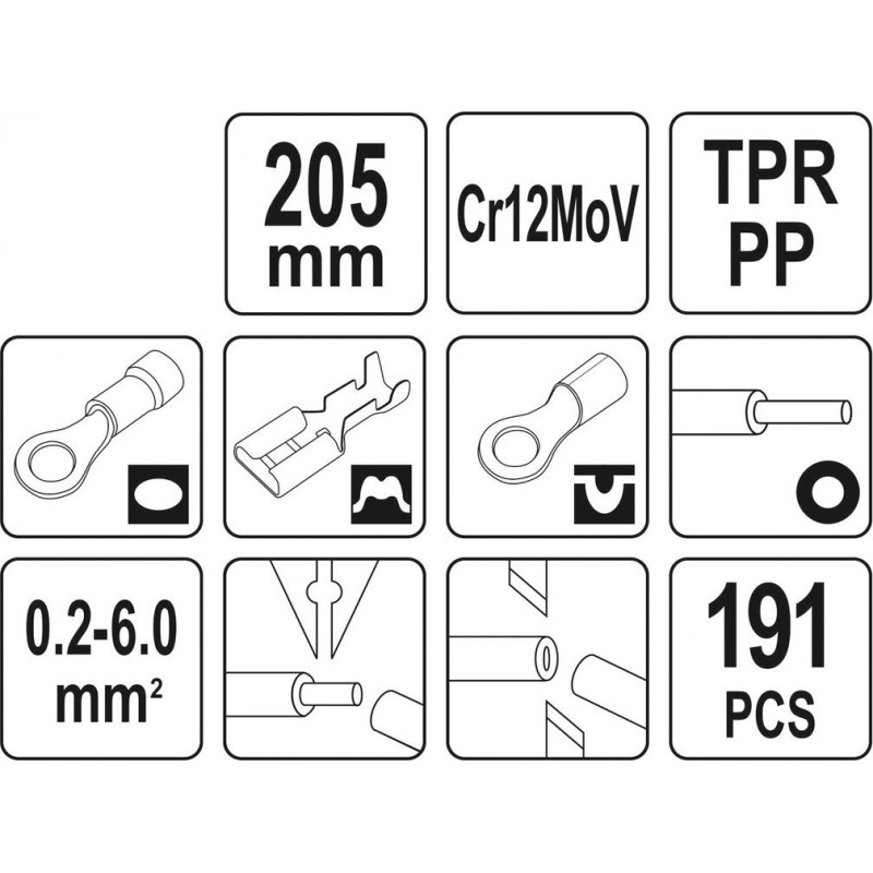 YT-23133 YATO Set conectori izolati si decablator, 191 buc