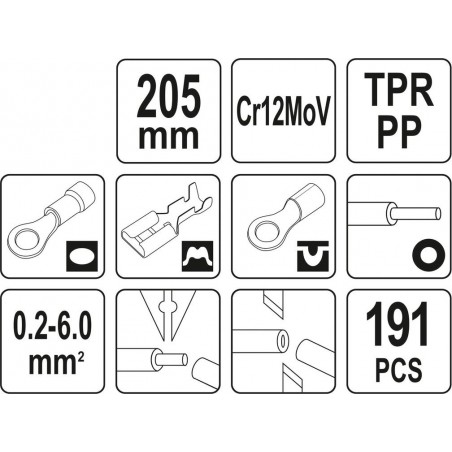 YT-23133 YATO Set conectori izolati si decablator, 191 buc