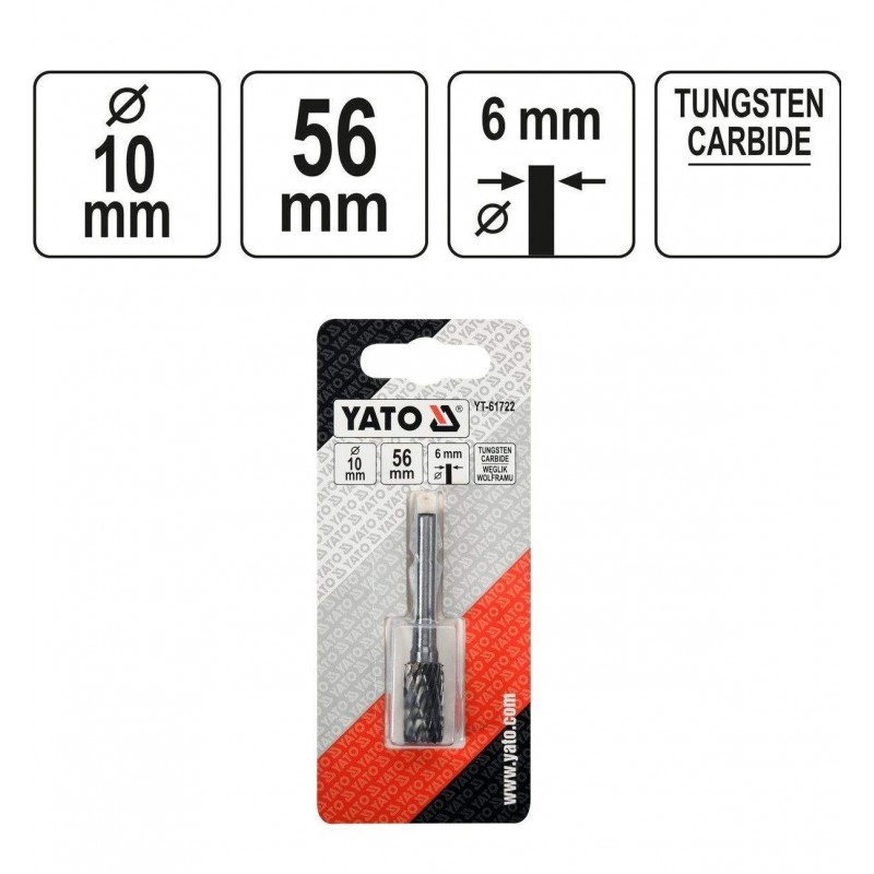 YT-61722 YATO Freza din carbura pentru metal, prindere 6mm, 56x10 mm