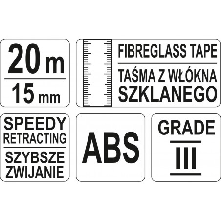 YT-71570 YATO Ruleta cu banda din fibra de sticla 20m x 15mm