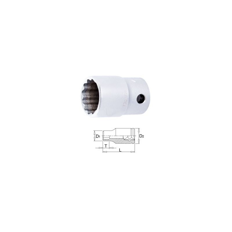 626156 UNIOR Cheie tubulara bihexagonala 23mm cu prindere patrat 1/2"