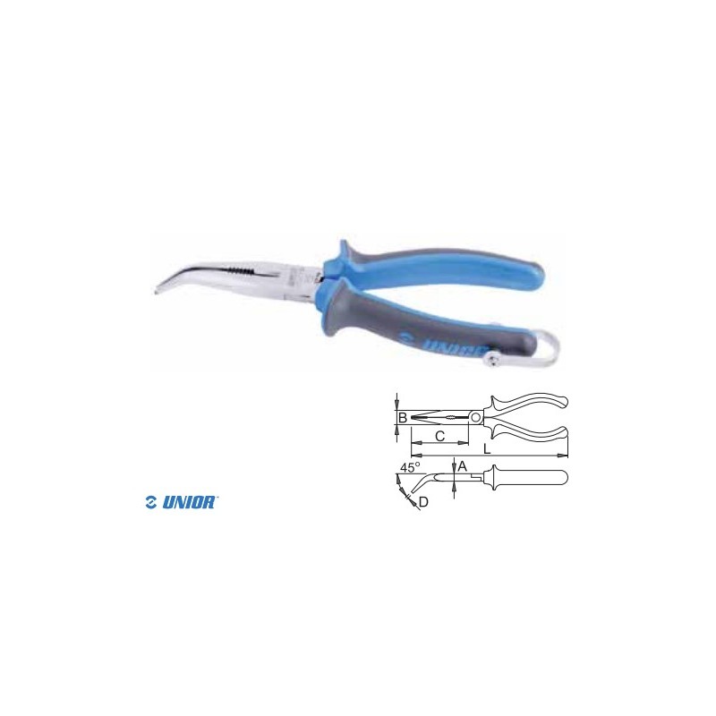 626962 UNIOR Cleste cu varfuri semirotunde indoite, tais lateral 170mm
