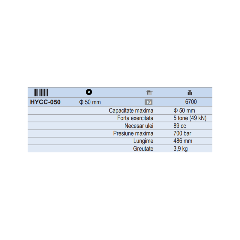 HYCC-050 KUDOS Cleste hidraulic pentru taiat cabluri maxim 50 mm
