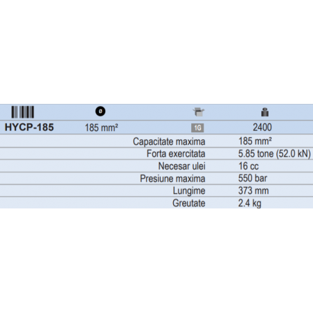 HYCP-185 KUDOS Cleste hidraulic sertizat capacitate maxima 185 mm²