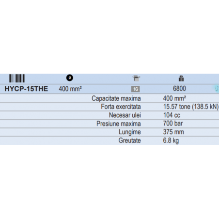 HYCP-15THE KUDOS Cap hidraulic sertizat maxim 400mm² deschidere 50.6mm