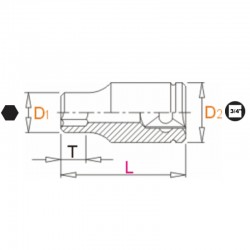 609394 UNIOR Cheie tubulara hexagonala 1.11/16" prindere patrat 3/4"