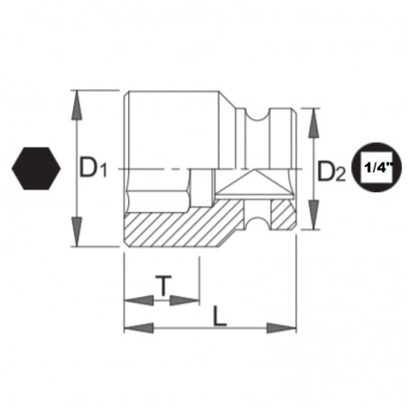 12030700330 ASW Cheie tubulara hexagonala impact 7 mm patrat 1/4" cu magnet