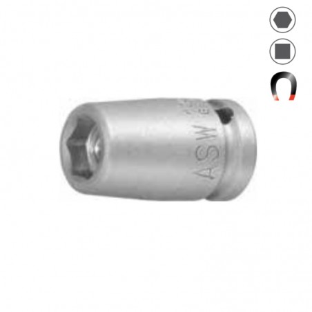 12030700330 ASW Cheie tubulara hexagonala impact 7 mm patrat 1/4" cu magnet
