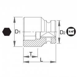 1000070034 ASW Cheie tubulara hexagonala impact 8 mm patrat 1/4" cu magnet
