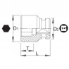 1000070037 ASW Cheie tubulara hexagonala impact 11mm patrat 1/4" cu magnet