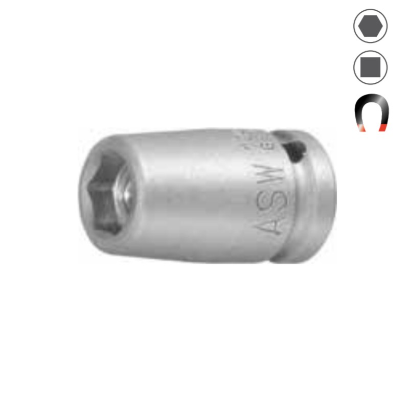 1000070041 ASW Cheie tubulara hexagonala impact 3/8 patrat 1/4 cu magnet