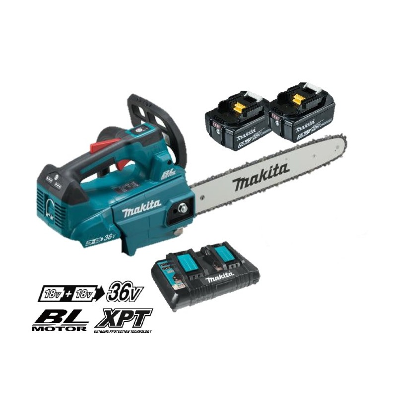 DUC356PT2 MAKITA Fierastrau cu lant 35cm cu 2 acumulatori 18V 5Ah