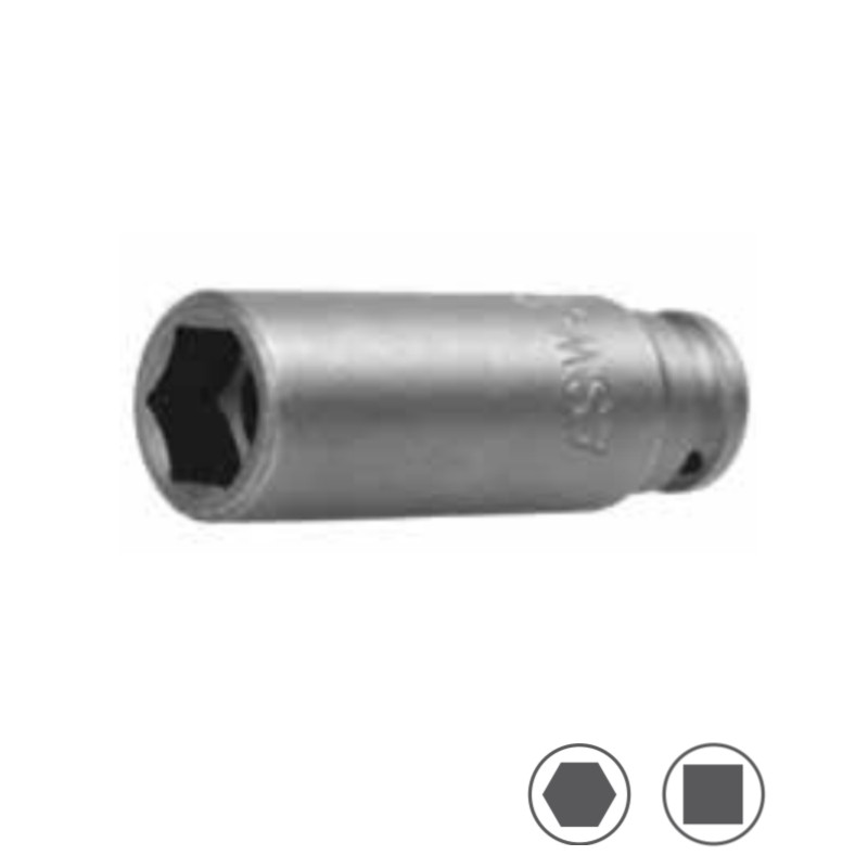 1000070053 ASW Cheie tubulara hexagonala 10 mm de impact lunga patrat 1/4"