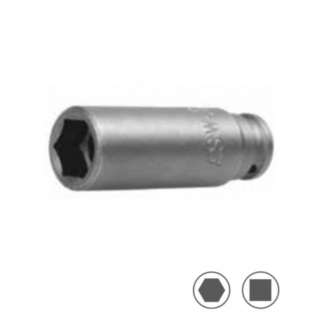 1000070053 ASW Cheie tubulara hexagonala 10 mm de impact lunga patrat 1/4"
