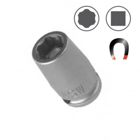 1000070076 ASW Cheie tubulara hexagonala 13mm protectie magnet patrat 1/4"
