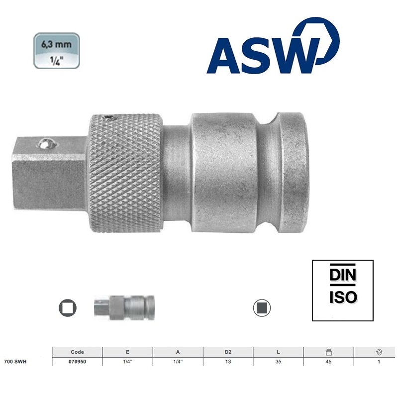 U1000070950 ASW Prelungitor patrat interior 1/4" patrat exterior de 1/4"