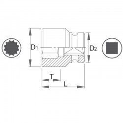 1000071121 ASW Cheie tubulara spline 10 mm prindere patrat 3/8" de impact